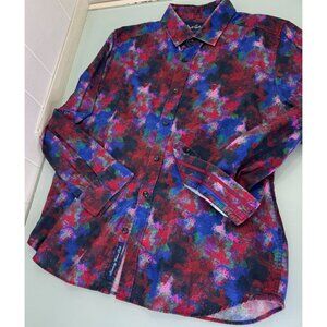 Robert Graham Shirt Mens XXL 2XL Flip Cuff Long Sleeve Paint Splatter Art